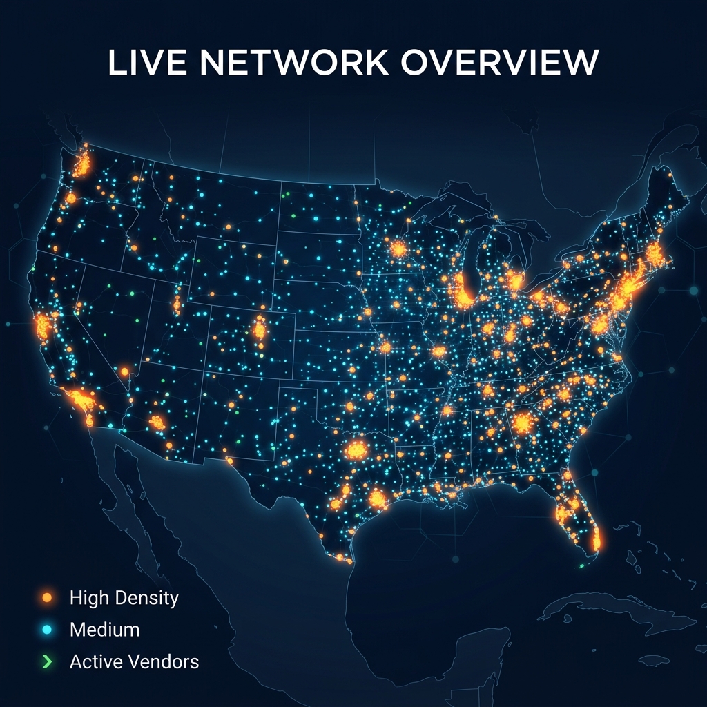 Live Network Overview - Nationwide Provider Density Map